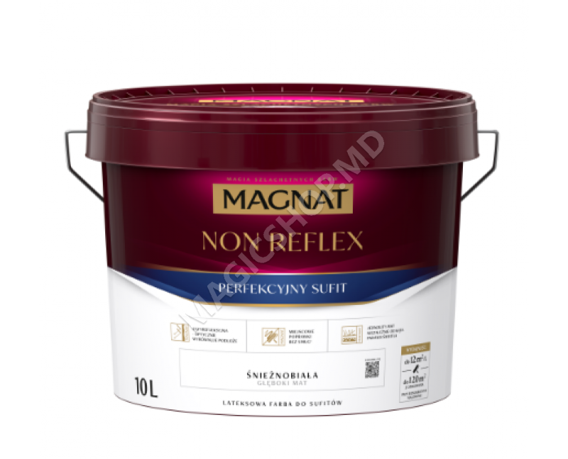 Vopsea ultralavabila pentru tavane, alba mata, 10 L, Non Reflex, Magnat